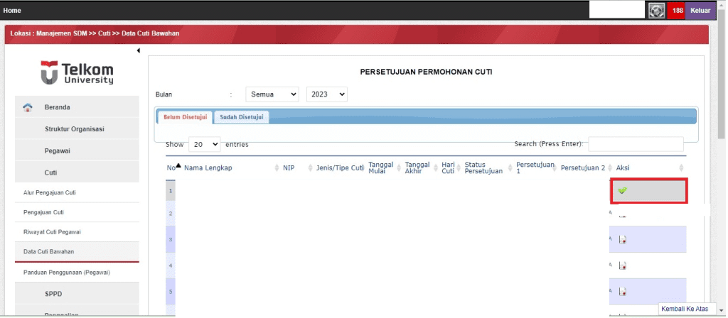 Persetujuan Permohonan Cuti