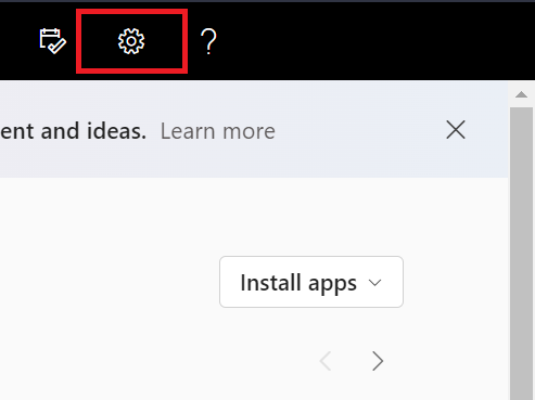 ikon gear home page microsoft 365