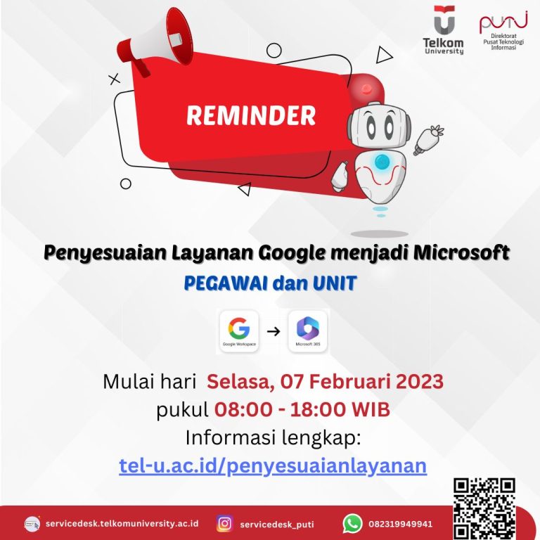 Reminder H-1 penyesuaian layanangoogle menjadi microsoft akun pegawai 7 Unit