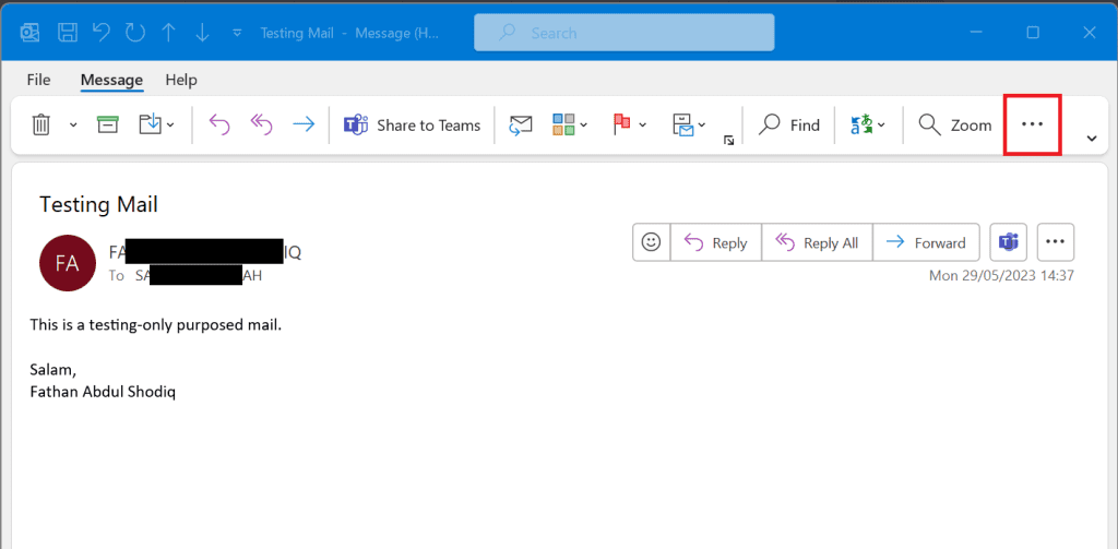 Outlook's Message Windows