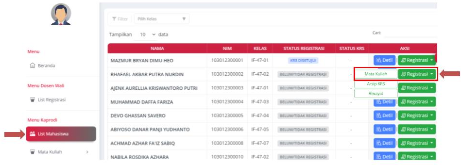 Melakukan Registrasi Mata Kuliah