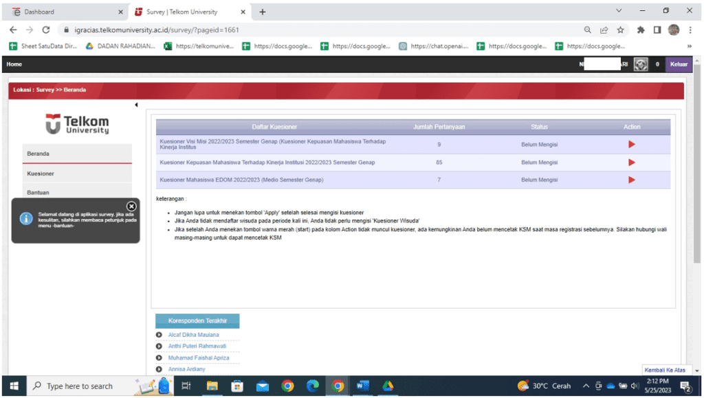 Halaman Survei iGracias