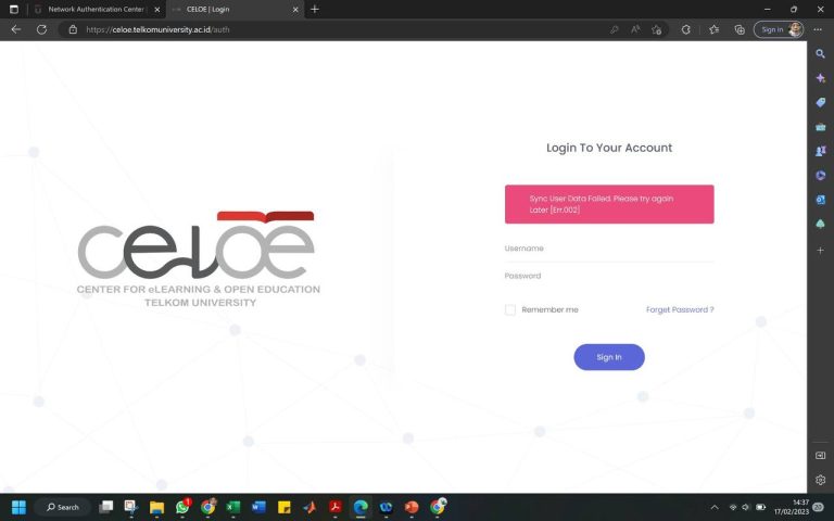 Gagal Sign In Dashboard CeLOE: Sync User Data Failed. Please try again Later [Err.002]