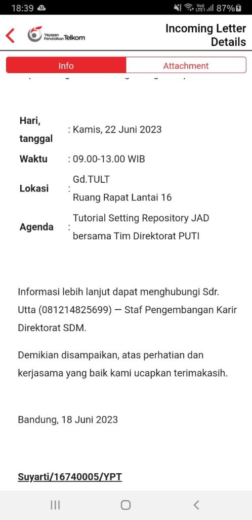 Undangan Tutorial Setting Repository JAD bersama Tim Direktorat PuTi