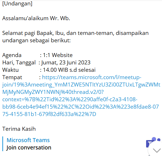 Undangan Transfer Knowledge 1:1 Website