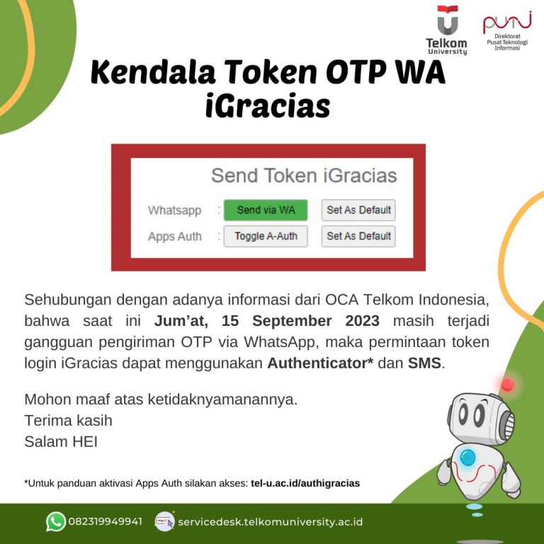 Kendala Token One-Time Password (OTP) WhatsApp iGracias (15/09/23)