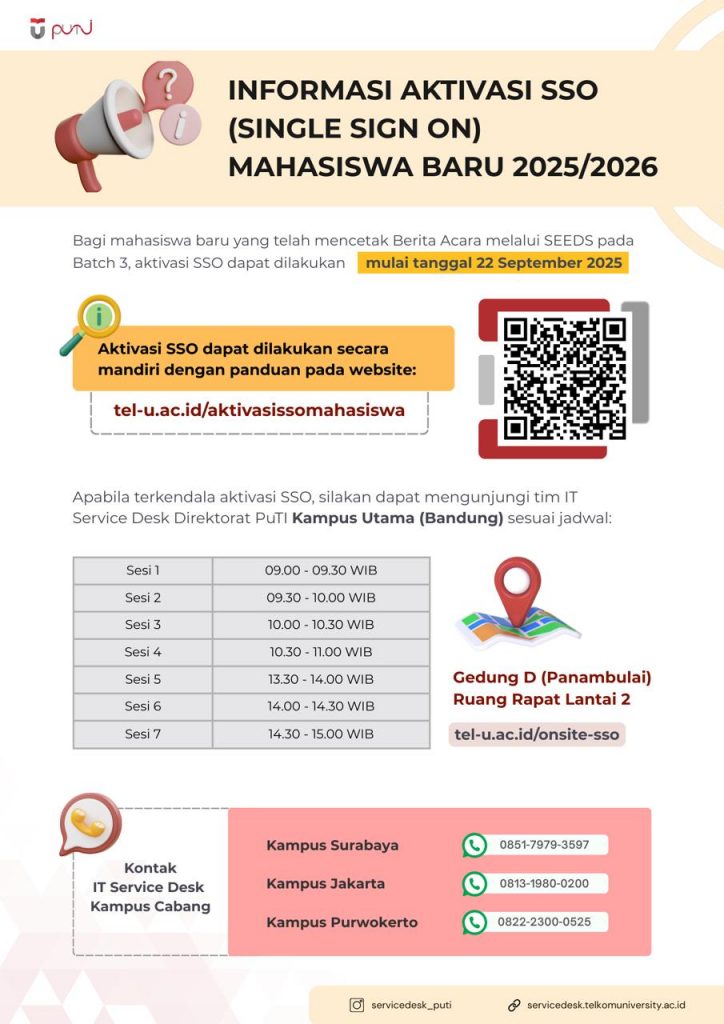 Sosialisasi Aktivasi SSO & Layanan TI PUTI Mahasiswa Baru TA 2025/2026 Batch 3